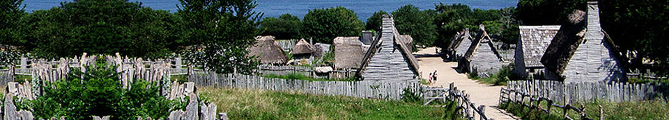 The 1627 English Village at Plimoth Plantation in Plymouth, Massachusetts